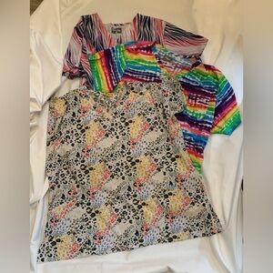 Scrubs Tops Set of 3 Pockets WonderWink Butter-Soft Patterned Tops 3X 3XL